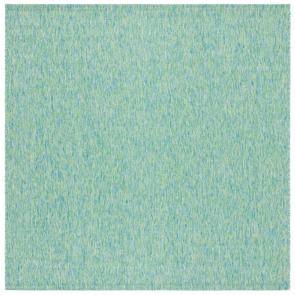 Courtyard Green/Blue 4 ft. x 4 ft. Solid Color Distressed Indoor/Outdoor Square Area Rug