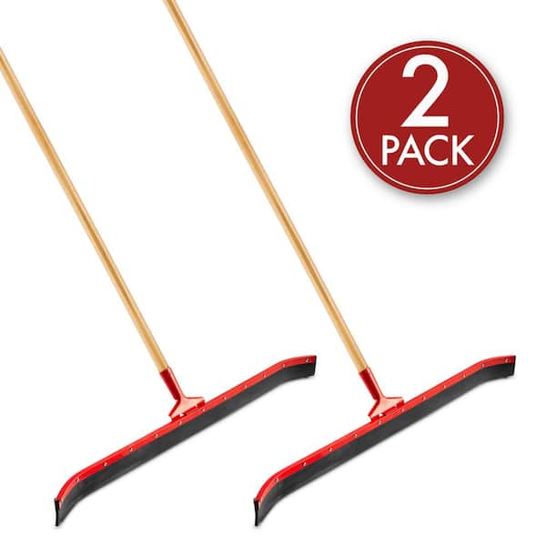36 in. Curved Rubber Floor Squeegee with 60 in. Wood Handle (2-Pack)
