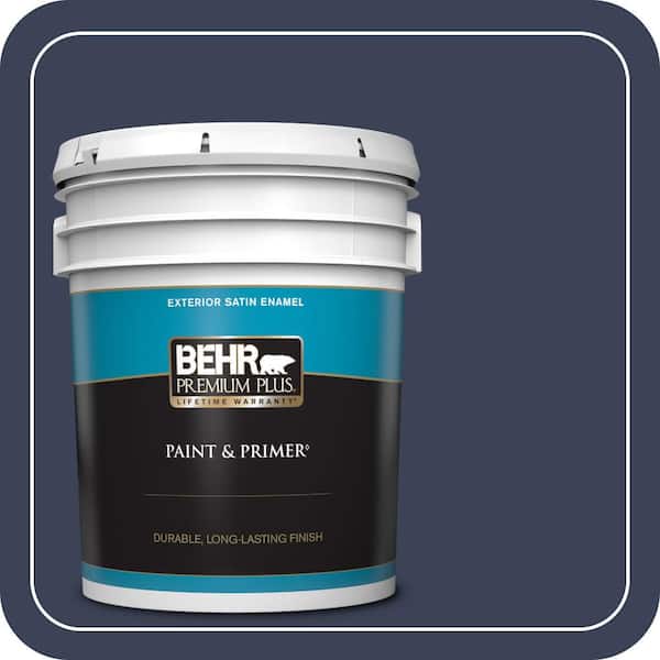 BEHR PREMIUM PLUS 5 gal. Home Decorators Collection #HDC-CL-26A Indigo Ink Satin Enamel Exterior Paint & Primer