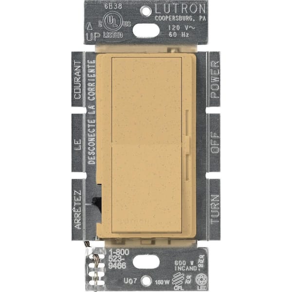 Lutron Diva LED+ Dimmer Switch for Dimmable LED Bulbs, 150-Watt/Single-Pole or 3-Way, Goldstone (DVSCCL-153P-GS)