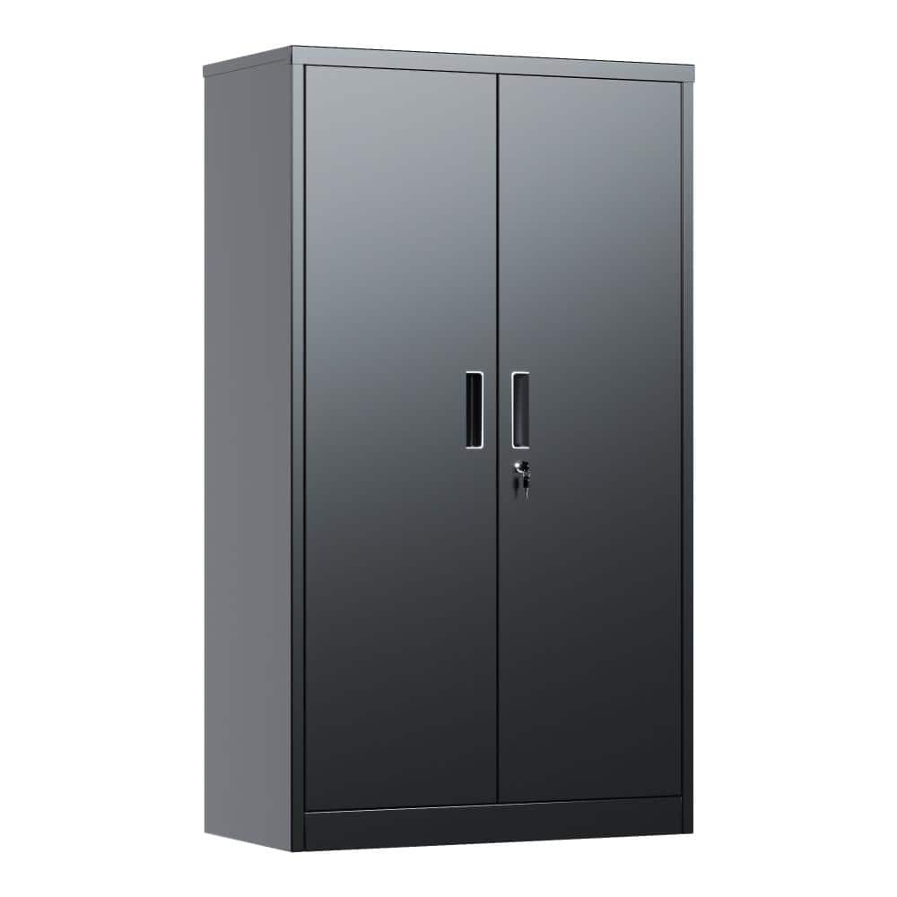 Black Minimalist Industrial Metal Storage Cabinet, Thick Cold Rolled Steel Lockable File Cabinet with Hidden Handles price history on PriceWatchPro