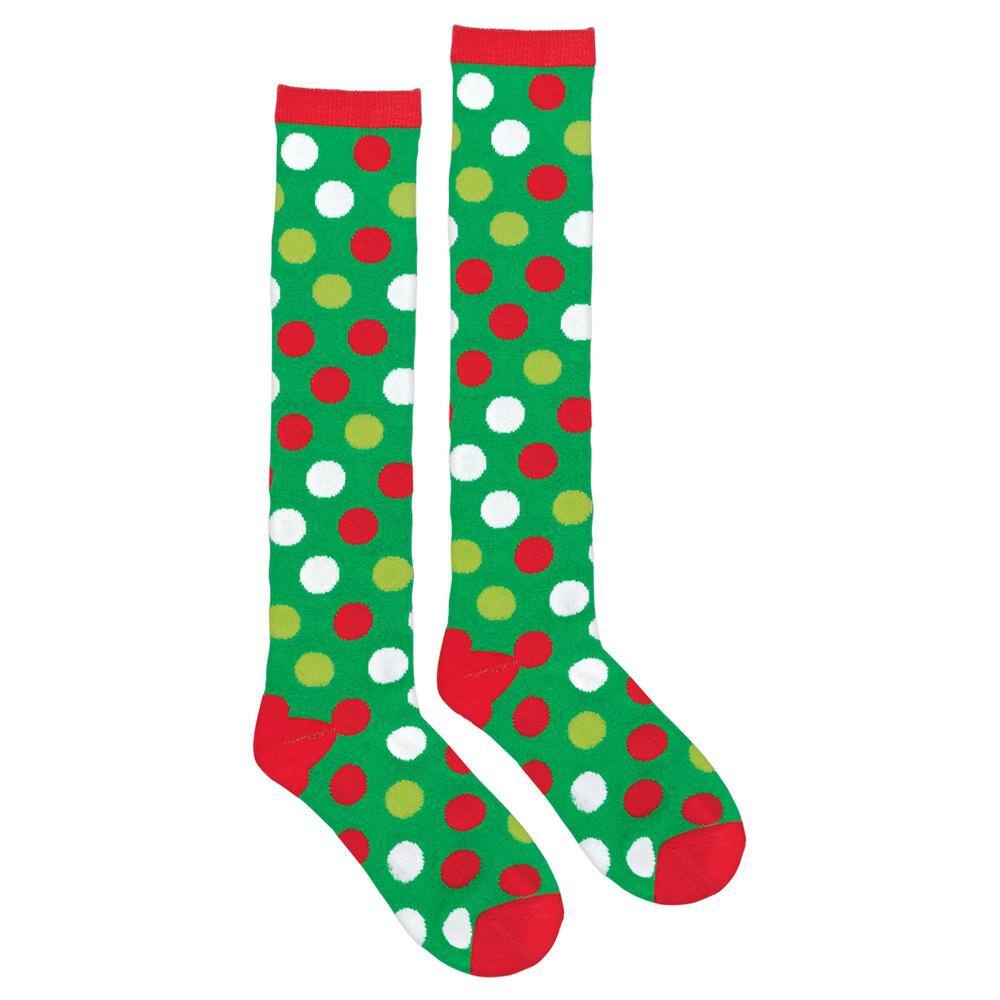 Amscan Polka Dot Christmas Knee Socks (2Count, 2Pack) 398937 The