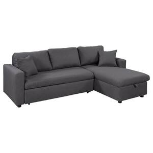 Angel Sar 87.40 in W Square Arm 2-piece L Shaped Polyester Sectional ...