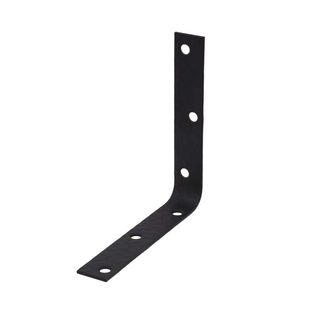 (4-Pack) 6 in Black Hammered Corner Brace