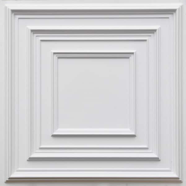 FROM PLAIN TO BEAUTIFUL IN HOURS Schoolhouse White Matte 2 ft. x 2 ft. PVC Lay-in or Glue-up Faux Tin Ceiling Tile (40 sq. ft. /Case)