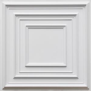 Schoolhouse White Matte 2 ft. x 2 ft. PVC Lay-in or Glue-up Faux Tin Ceiling Tiles (200 sq. ft./case)