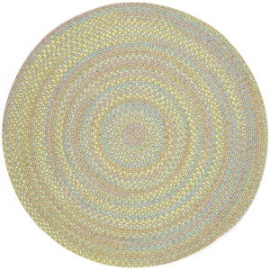 Play Date Lime Multi 8 ft. x 8 ft. Round Indoor/Outdoor Braided Area Rug