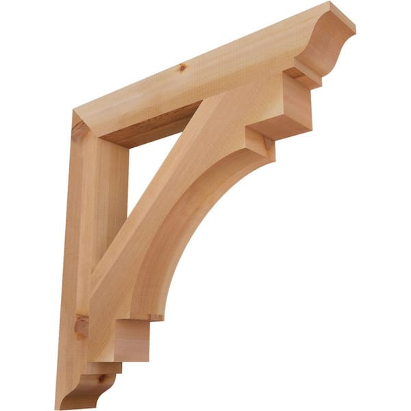 Ekena Millwork 3.5 in. x 28 in. x 28 in. Western Red Cedar Merced Traditional Smooth Bracket
