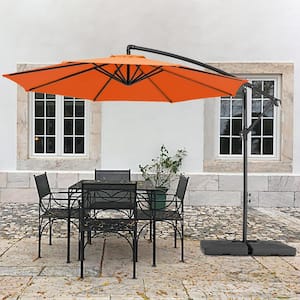 10 ft. Steel Cantilever Patio Umbrella with weighted base in Orange