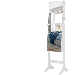 White Jewelry Storage Mirror Cabinet With LED Lights