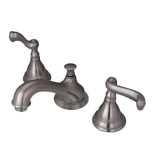 Royale 2-Handle 8 in. Widespread Bathroom Faucets with Brass Pop-Up in Brushed Nickel