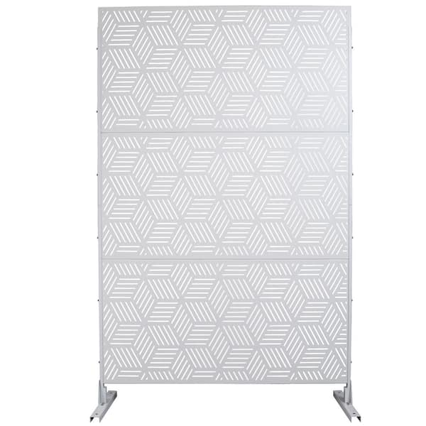 ITOPFOX Elegant 48 in. x 76 in. Outdoor and Indoor Privacy Screen Metal, Freestanding Decorative Privacy Fence Panels in White