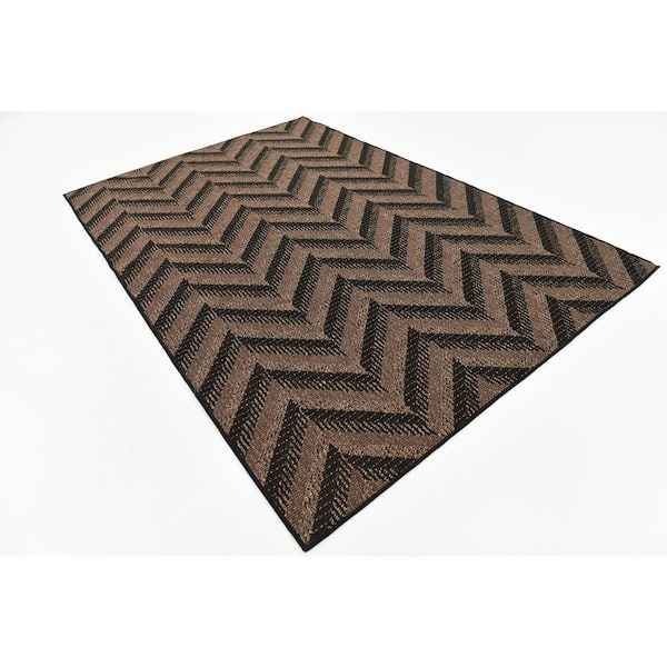 Outdoor Chevron Brown 6' 0 x 9' 0 Area Rug