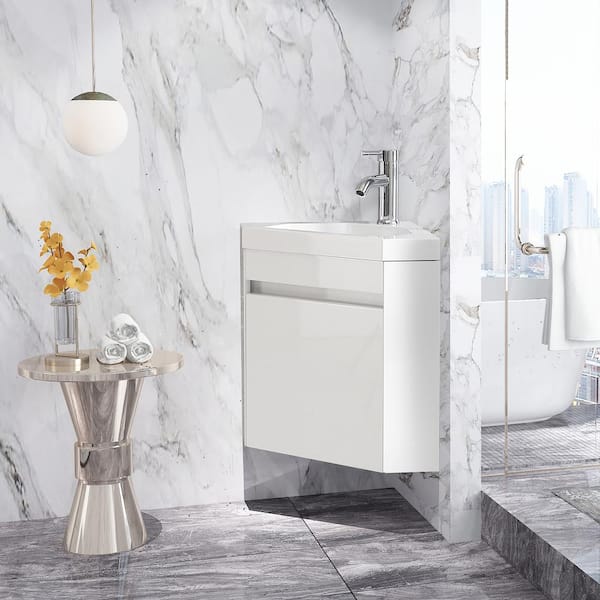 Wonline 16 Corner Bathroom Vanity Floating Style Wall Mount