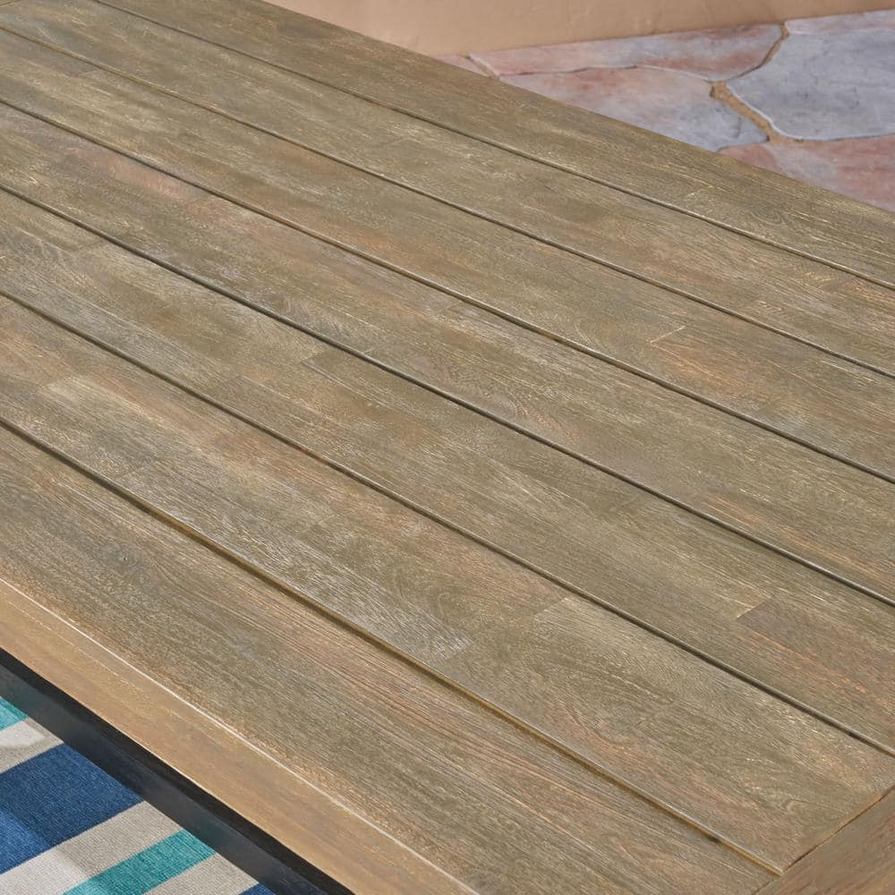 Rustic Acacia Wood Outdoor Dining Table in Sandblast Grey