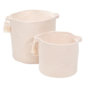 Andorra 16 in. x 16 in. x 16 in. Natural Round Blended Wool Basket