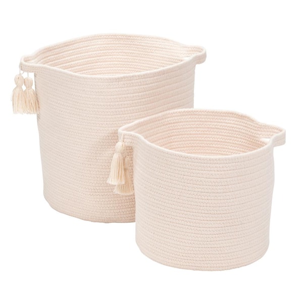 Colonial Mills Andorra 16 in. x 16 in. x 16 in. Natural Round Blended Wool Basket