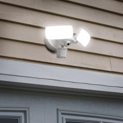 White Smart Motion Activated Outdoor Integrated LED Camera Floodlight
