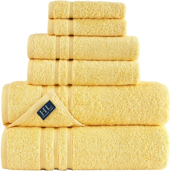6-Piece Yellow Turkish Cotton Bath Towel Set