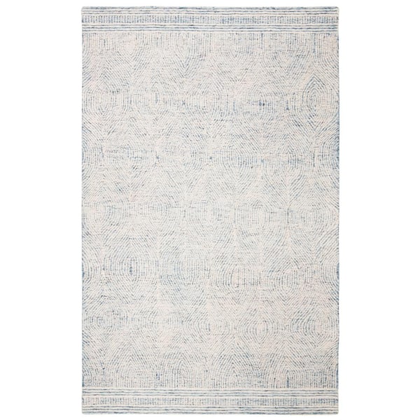 SAFAVIEH Abstract Ivory/Blue 9 ft. x 12 ft. Geometric Distressed Area Rug