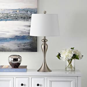 Bayan 28 in. Nickel Table Lamp with White Shade