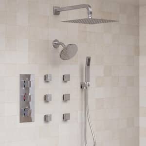 YAWWALK Thermostatic Triple Handles 8-Spray Dual Shower Head