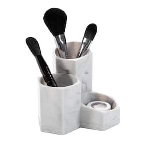 3 Compartment Pencil Brush Holder in Marble