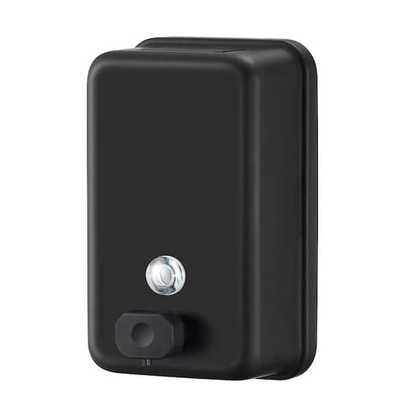 37 oz. Stainless Steel Vertical Wall-Mounted Commercial Black Soap Dispenser with Corrosion-Proof Lining for Bathroom