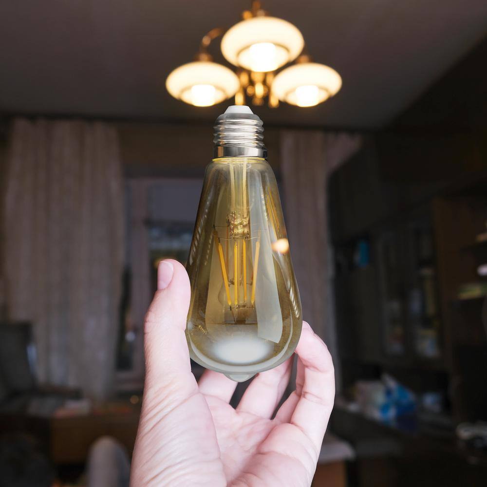 Amber Glass Vintage Edison LED Light Bulbs, 5 Watts, Dimmable, 6-Pack
