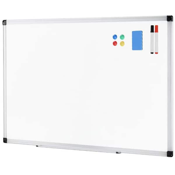 36 in. x 24 in. Whiteboard with Accessories for Home Office, White Aluminum Framed Roll Coating Magnetic Memo Board