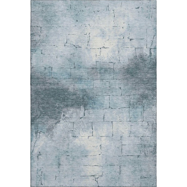 Mayfield Premium Machine Washable Abstract AMF2215 Sky 9 ft. x 12 ft. Area Rug