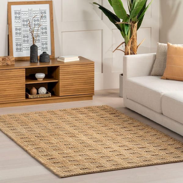 nuLOOM Lennon Checkered Hand Braided Jute Natural 4 ft. x 6 ft