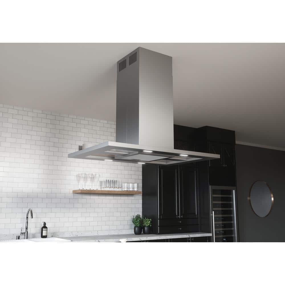 36" Stainless Steel Convertible Island Range Hood with Charcoal Filter