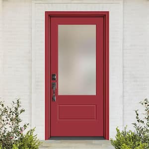 Performance Door System 36 in. x 80 in. VG 3/4-Lite Left-Hand Inswing Pearl Red Smooth Fiberglass Prehung Front Door