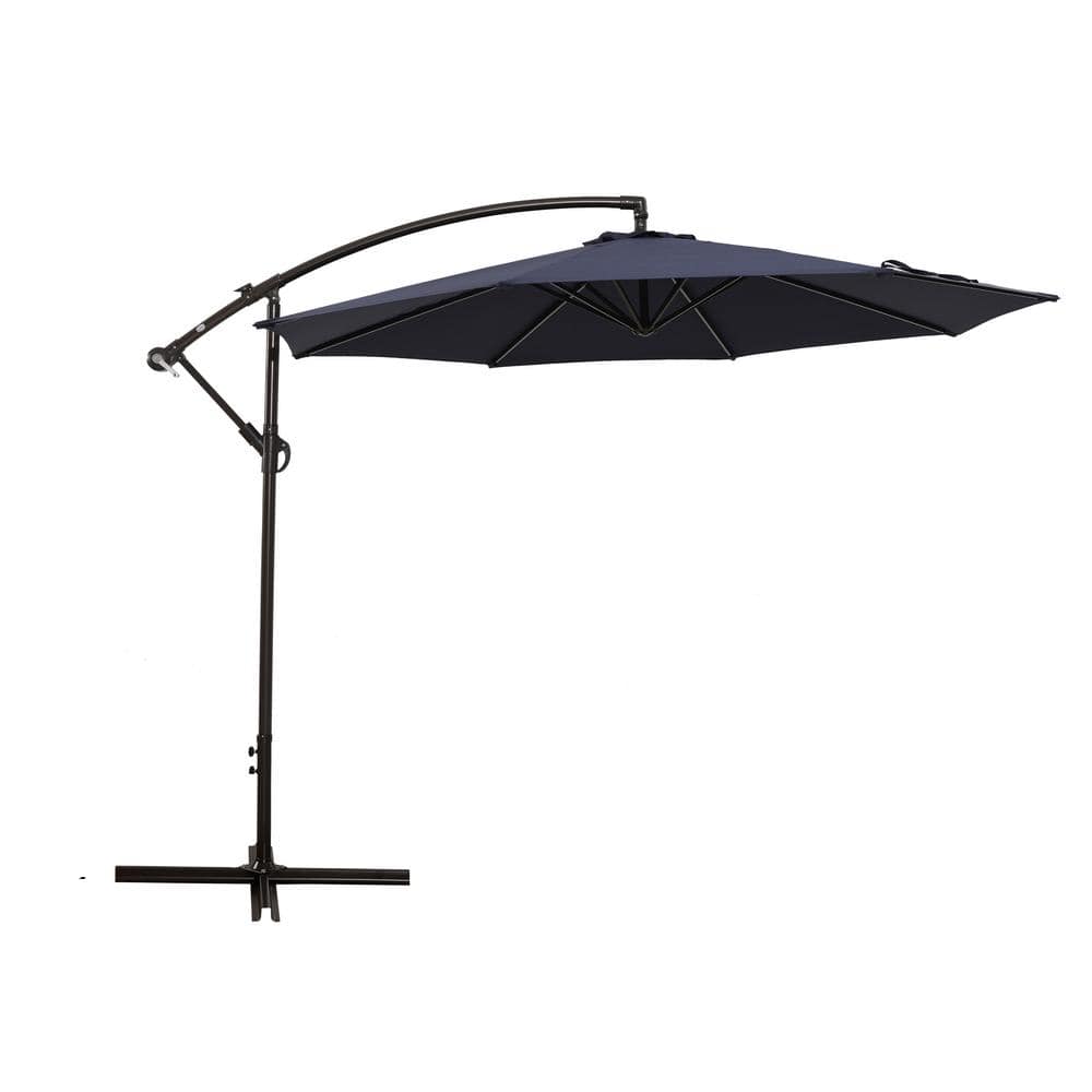 10 ft. Outdoor Dining Table Light Navy Cantilever Umbrella for Garden, Deck