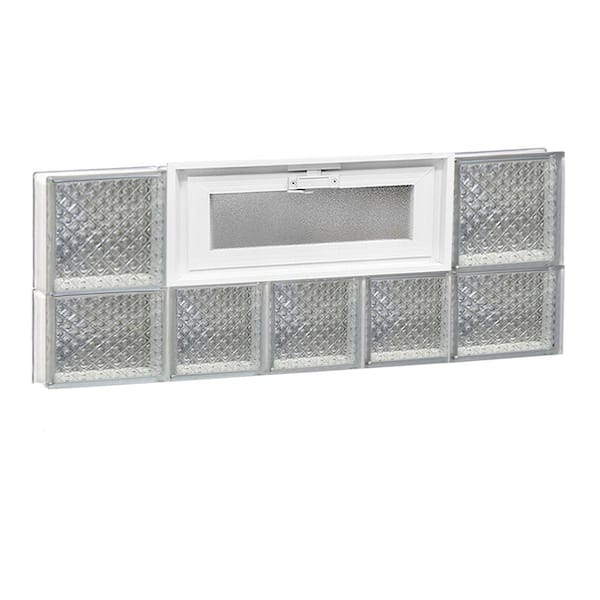 Clearly Secure 32.75 in. x 13.5 in. x 3.125 in. Frameless Diamond Pattern Vented Glass Block Window