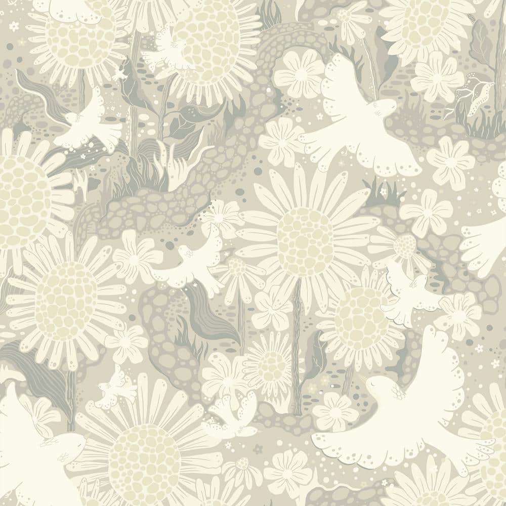Grey Drömma Songbirds and Sunflowers Paper Non-Pasted Non-Woven Matte Wallpaper price history on PriceWatchPro