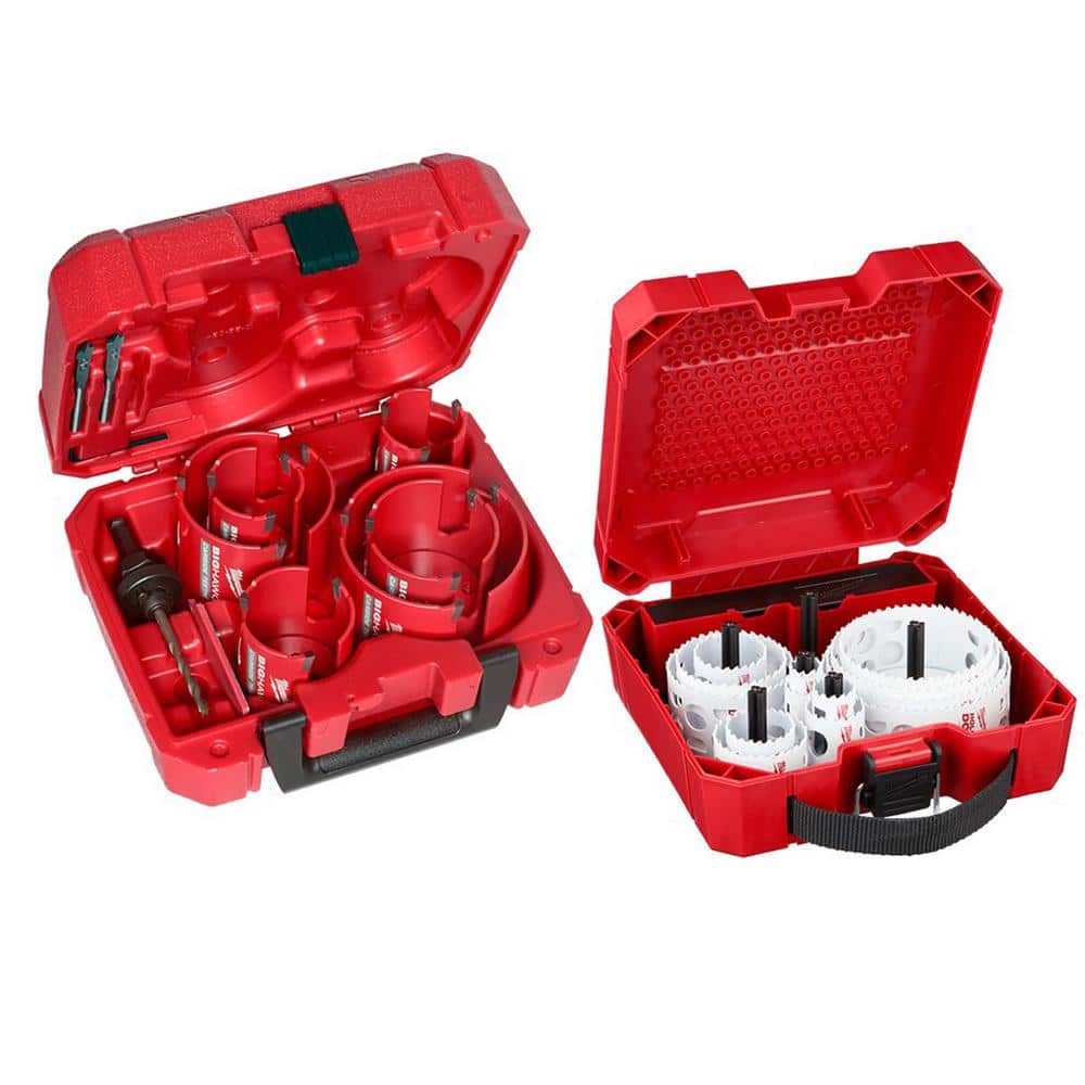 Milwaukee BIG HAWG Carbide Hole Saw Kit (10Piece) with Hole Dozer General Purpose BiMetal Hole