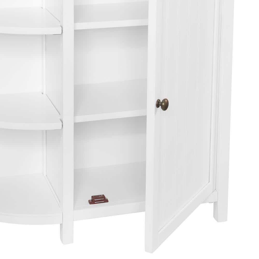 White Wood Bathroom Cabinet with Adjustable Shelving