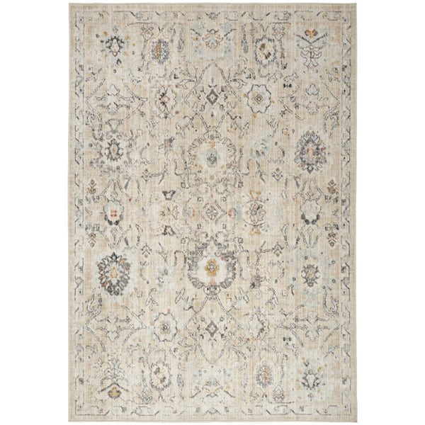 Nourison Oushak Home Cream 6 ft. x 9 ft. Floral Traditional Area Rug
