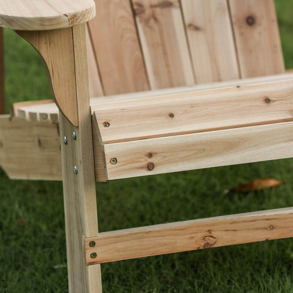 Natural Fir Wood Adirondack Chair with Wide Armrests
