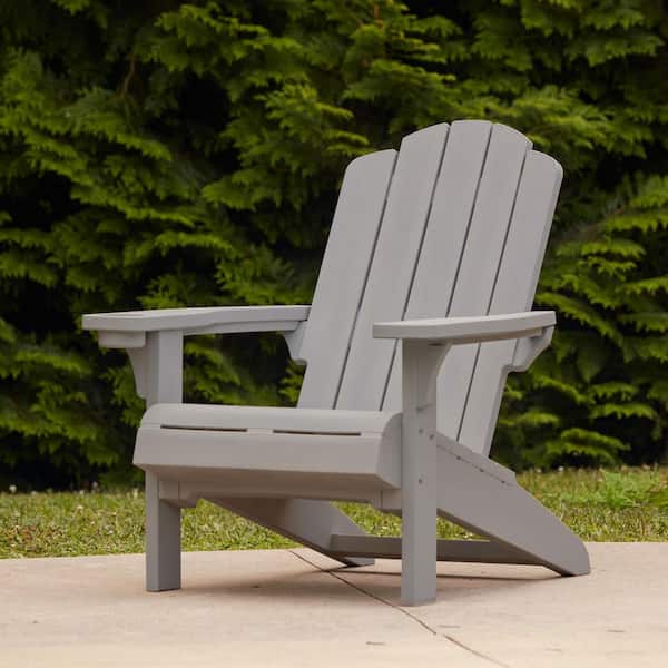 Keter Kiawah Resin Plastic Gray Adirondack Chair 271265 - The Home