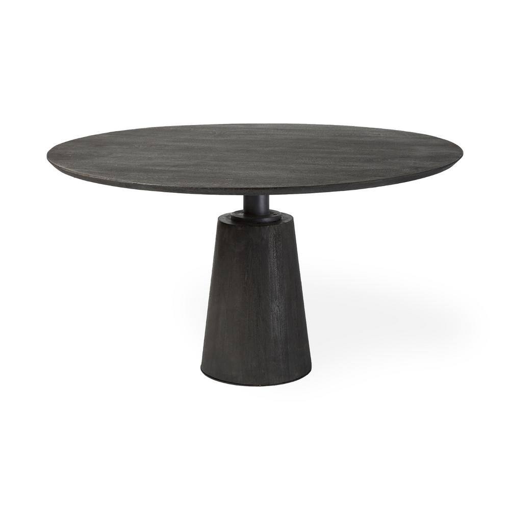 Gray Wood 54 in. Pedestal Dining Table Seats 4