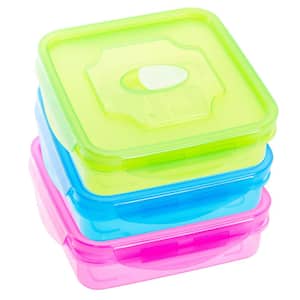 Colorful Plastic Lunch Box Container Set with Lids (3-Pack)