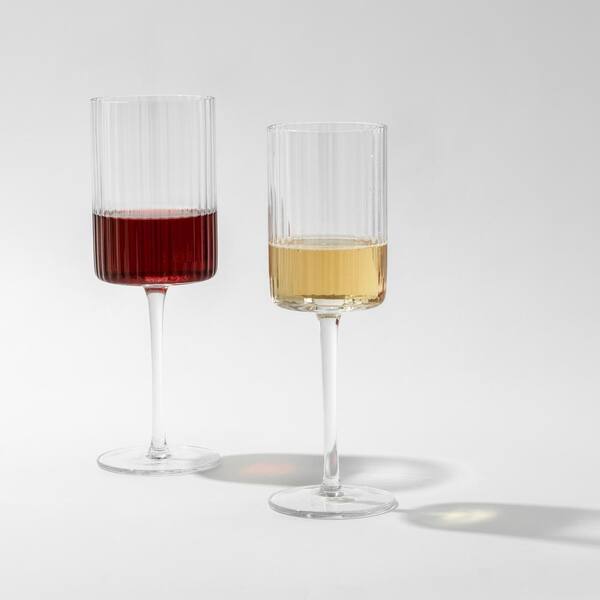 JoyJolt Elle 11.5 oz. Fluted Cylinder White Wine Glasses Set (Set of 2)  JG10301