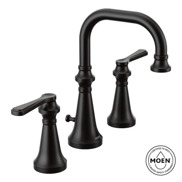 Colinet Traditional 8 in. Widespread Double Handle Bathroom Faucet with Lever Handles in Matte Black(Valve Not Included)