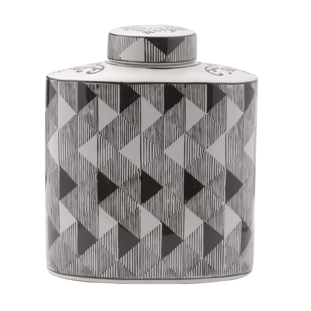 Mikasa Blue Crackle Ceramic Canister - Black & White Decorative Storage Jar For Home, 5.75 X 12.5 Inches