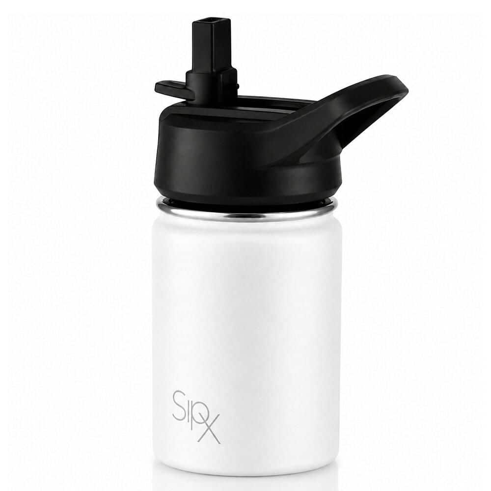 12 oz. - White, Stainless Steel, Insulated Water Bottle with Straw