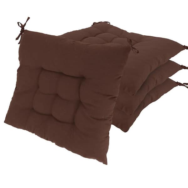 Thickened Non-Waterproof Brown Square Outdoor Seat Cushion (4-Pack)