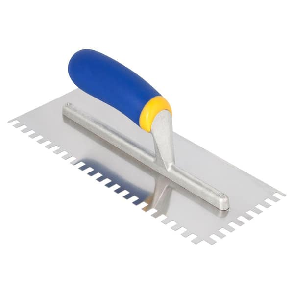 QEP Comfort Grip 1/4 in. x 3/8 in. x 1/4 in. Stainless Steel Square-Notch Trowel